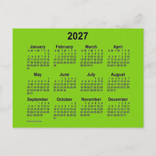 2027 Yellow Green Mini Calendar by Janz Postcard