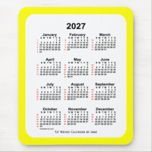 2027 Yellow Two Tone 52 Week Calendar by Janz Mouse Mat
