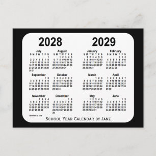 2028-2029 Black and White School Calendar by Janz Postcard
