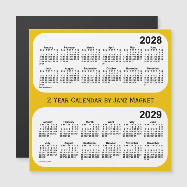 2028-2029 Gold 2 Year Calendar by Janz (Front/Back)