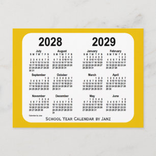 2028-2029 Gold Mini School Year Calendar by Janz Postcard
