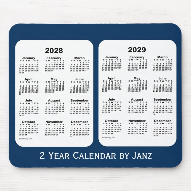 2028-2029 Police Box Blue 2 Year Calendar by Janz Mouse Mat (Front)