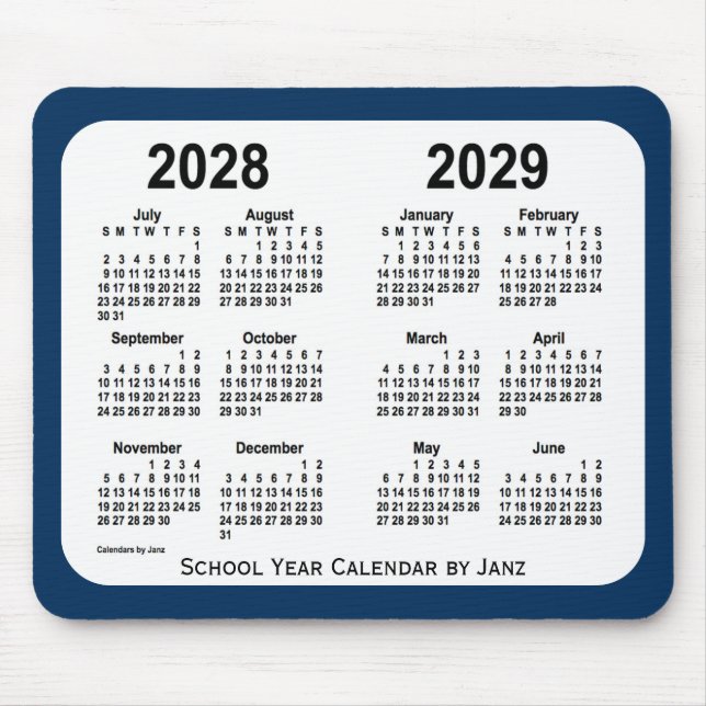 2028-2029 Police Box Blue School Calendar by Janz Mouse Mat (Front)
