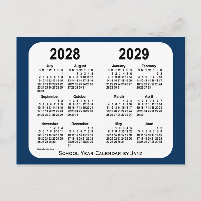 2028-2029 Police Box Blue School Calendar by Janz Postcard (Front)