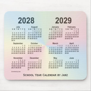 2028-2029 Rainbow Cloud School Calendar by Janz Mouse Mat