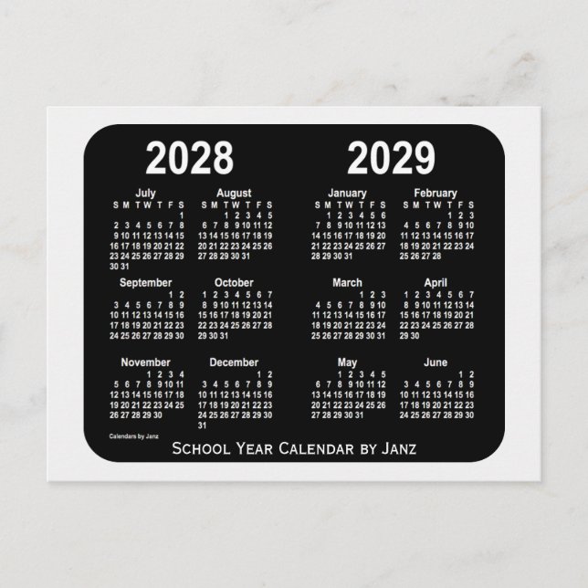 2028-2029 Smokey Neon School Year Calendar by Janz Postcard (Front)