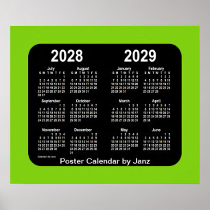 2028-2029 Yellowgreen Neon School Calendar by Janz Poster
