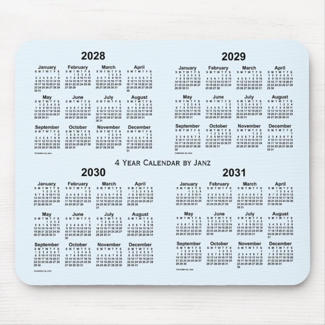 2028-2031 Alice Blue 4 Year Calendar by Janz Mouse Mat (Front)