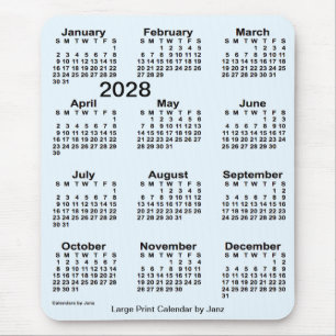 2028 Alice Blue Large Print Calendar by Janz Mouse Mat