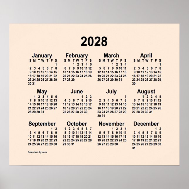 2028 Antique White Calendar by Janz Print (Front)