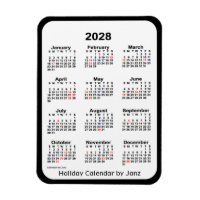 2028 Black Holiday Calendar by Janz Magnet