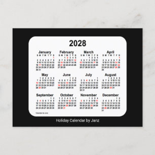 2028 Black Holiday Mini Calendar by Janz