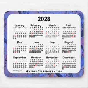 2028 Blue Holiday Art Calendar by Janz Mouse Mat