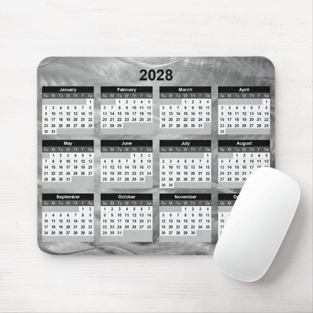 2028 Calendar Brushed Steel Wavy Abstract Mouse Mat (With Mouse)