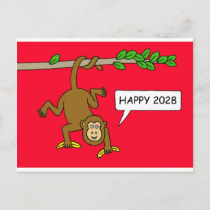 2028 Chinese New Year of the Monkey Holiday Postcard