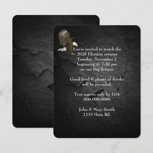 2028 Election Party Bald Eagle Invitation (Front/Back)