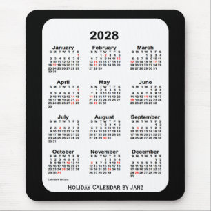 2028 Holiday Two Tone Black Calendar by Janz Mouse Mat
