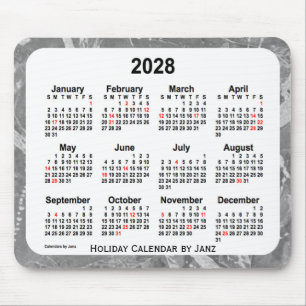 2028 Silver Holiday Art Calendar by Janz Mouse Pad