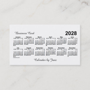 2028 White Calendar by Janz Business Card