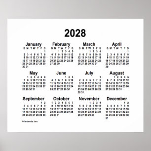 2028 White Calendar by Janz Print