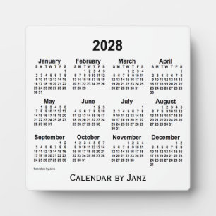 2028 White Desk Calendar by Janz Plaque
