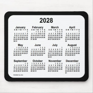 2028 White on Black Calendar by Janz Two Tone Mouse Mat