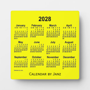 2028 Yellow Desk Calendar by Janz Plaque