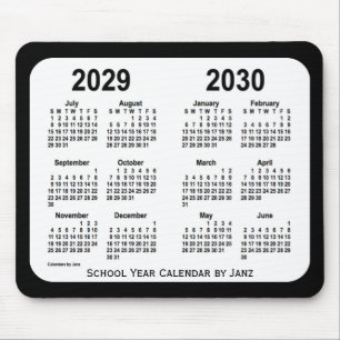 2029-2030 Black and White  School Calendar by Janz Mouse Mat