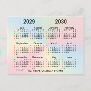2029-2030 Rainbow 52 Weeks Calendar by Janz Postcard