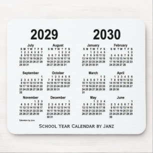 2029-2030 White School Calendar by Janz Mouse Mat