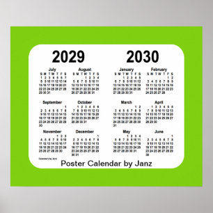 2029-2030 Yellow Green School Calendar by Janz Poster
