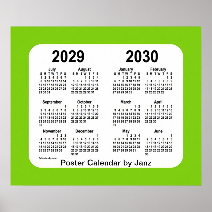 20292030 Yellow Green School Calendar by Janz Poster Zazzle.co.uk