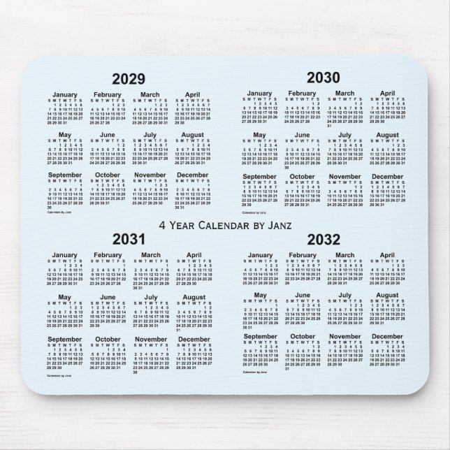 2029-2032 Alice Blue 4 Year Calendar by Janz Mouse Mat (Front)