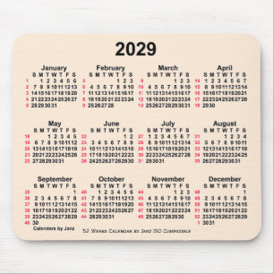2029 Antique White 52 Weeks ISO Calendar by Janz Mouse Mat
