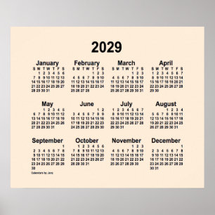 2029 Antique White Calendar by Janz Print