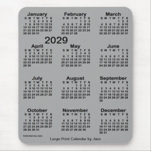 2029 Battleship Grey Large Print Calendar by Janz Mouse Mat
