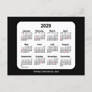 2029 Black Holiday Mini Calendar by Janz