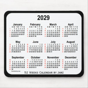 2029 Black Two Tone 52 Weeks Calendar by Janz Mouse Mat