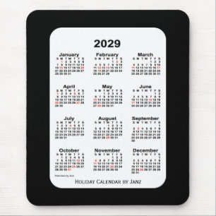 2029 Holiday Two Tone Black Calendar by Janz Mouse Mat