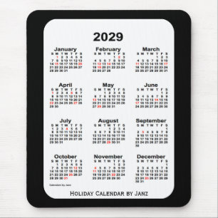 2029 Holiday Two Tone Black Calendar by Janz Mouse Mat