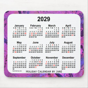 2029 Magenta Holiday Art Calendar by Janz Mouse Mat