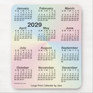 2029 Rainbow Cloud Large Print Calendar by Janz Mouse Mat
