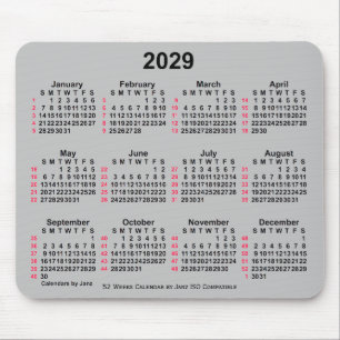 2029 Silver 52 Weeks ISO Calendar by Janz Mouse Mat