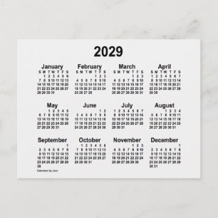 2029 White Smoke Mini Calendar by Janz Postcard