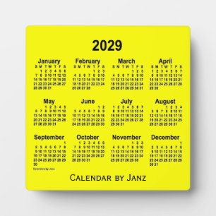 2029 Yellow Desk Calendar by Janz Plaque
