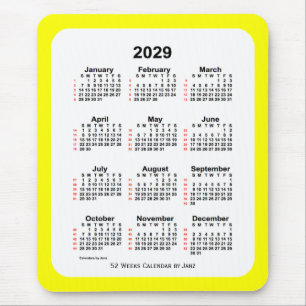 2029 Yellow Two Tone 52 Week Calendar by Janz Mouse Mat