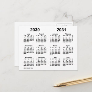 2030-2031 White School Year Calendar by Janz Postcard