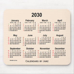 2030 Antique White 52 Weeks Calendar by Janz Mouse Mat