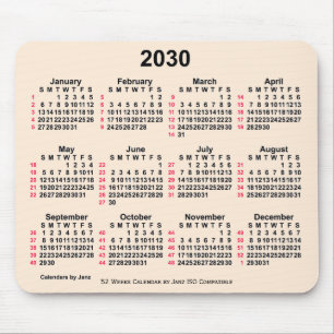 2030 Antique White 52 Weeks ISO Calendar by Janz Mouse Mat