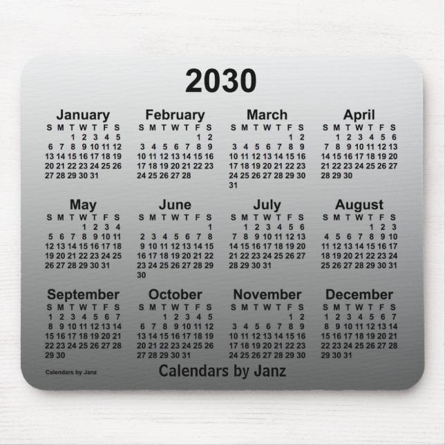 2030 Faded White Calendar by Janz Mouse Mat (Front)